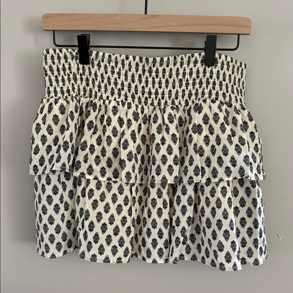 H&M Black and Cream Tiered Mini Skirt